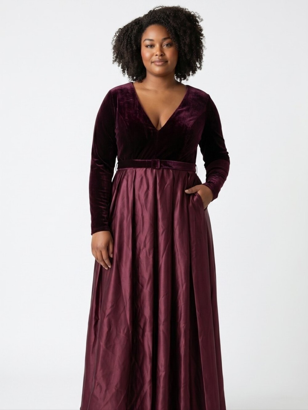 NWT Lavetir Womens Formal Maxi Dress Wine Velvety Satiny Bra Holiday Party Sz 14 - Picture 1 of 16